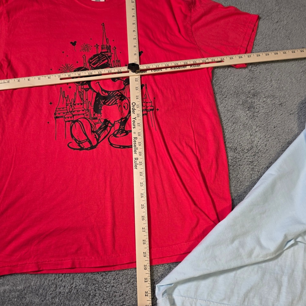 Comfort Colors Adult XL‎ T-Shirt Bundle Red Blue Disney Mickey Floral Castle 2pk - Picture 4 of 7